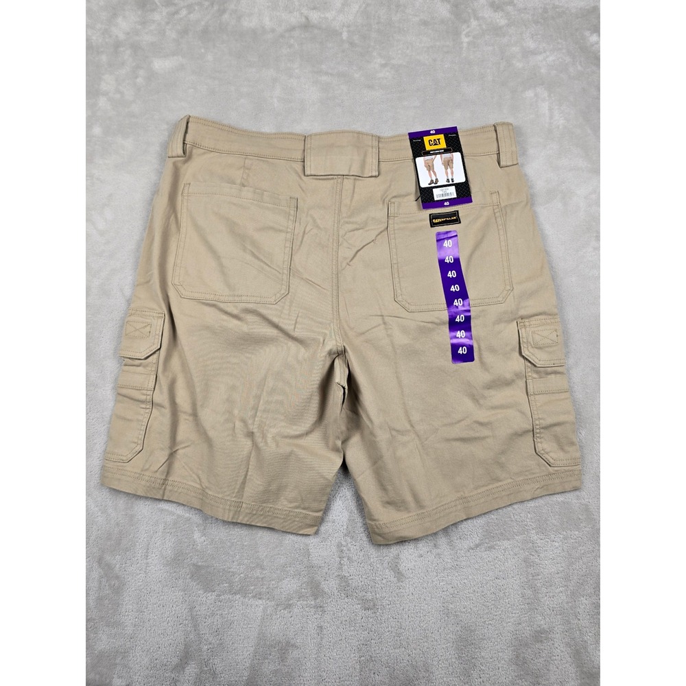 New CAT Caterpillar Cargo Shorts Mens Size 40 Tan Stretch Workwear